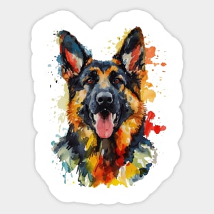 German Shepherd Watercolor Pop Art for Dog Lover Sticker